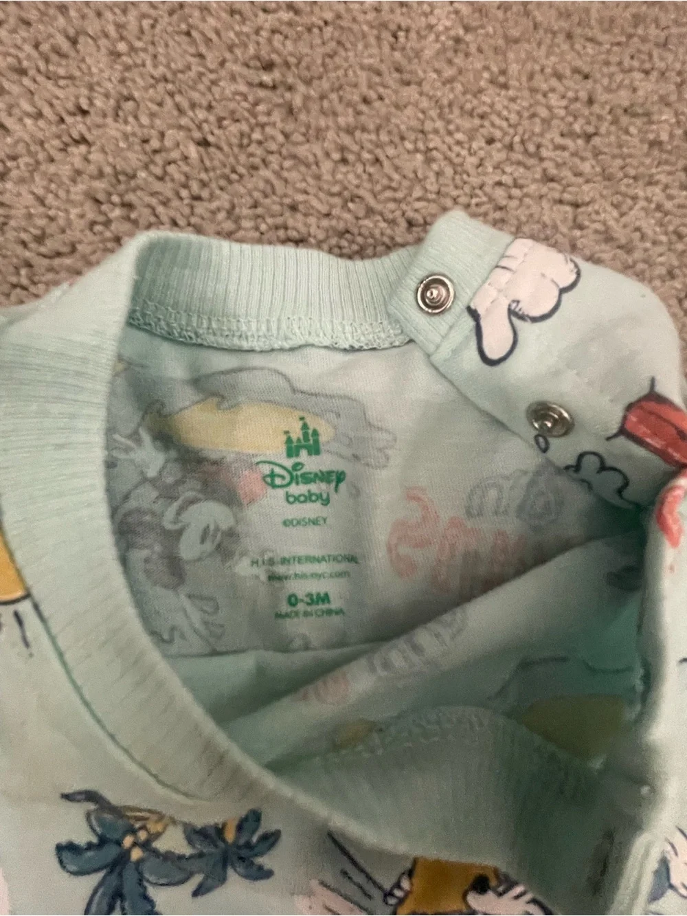 Disney Baby Light Mint and Pastel Printed outfit set